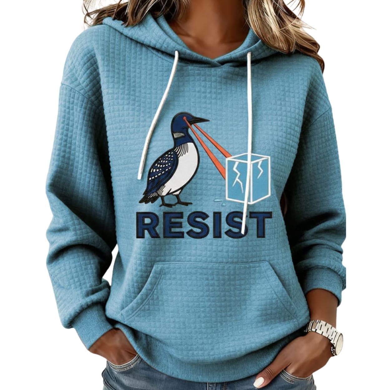 Laser Loon RESIST Print Waffle Hoodie Laser Loon RESIST Print Waffle Hoodie