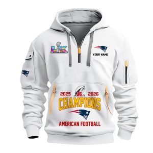 New England Patriots 2025 2026 AFC Champions Quarter Zip Hoodie 1