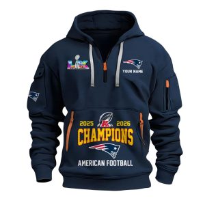 New England Patriots 2025 2026 AFC Champions Quarter Zip Hoodie 2
