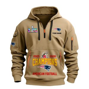 New England Patriots 2025 2026 AFC Champions Quarter Zip Hoodie 3