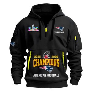 New England Patriots 2025 2026 AFC Champions Quarter Zip Hoodie