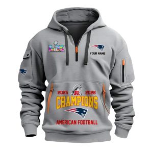 New England Patriots 2025 2026 AFC Champions Quarter Zip Hoodie 4
