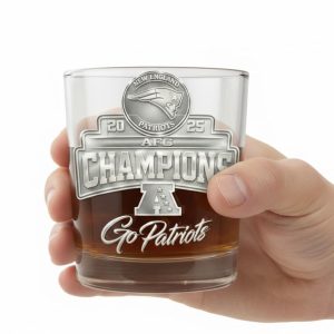 New England Patriots 2025 AFC Champions Commemorative Whiskey Glass 2