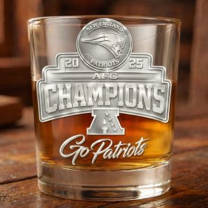 New England Patriots 2025 AFC Champions Commemorative Whiskey Glass