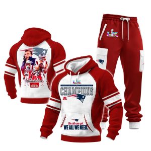 New England Patriots 2025 AFC Champions Limited Edition Waffle Hoodie Set 1