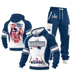 New England Patriots 2025 AFC Champions Limited Edition Waffle Hoodie Set