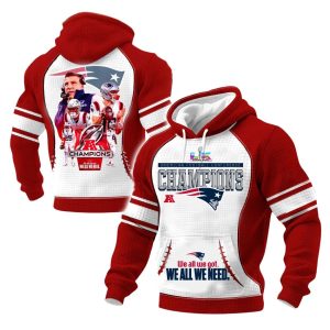 New England Patriots 2025 AFC Champions Limited Edition Waffle Hoodie Set 4