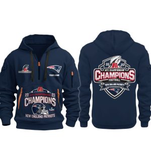 New England Patriots 2025 AFC Champions Quarter Zip Hoodie 1