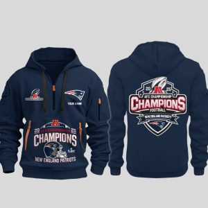 New England Patriots 2025 AFC Champions Quarter Zip Hoodie 1 New England Patriots 2025 AFC Champions Quarter Zip Hoodie