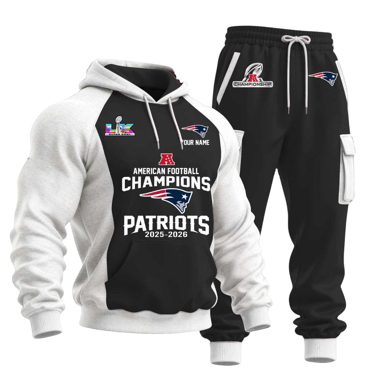 New England Patriots American Football Champions LX 2025-2026 Hoodie Set New England Patriots American Football Champions LX 2025-2026 Hoodie Set