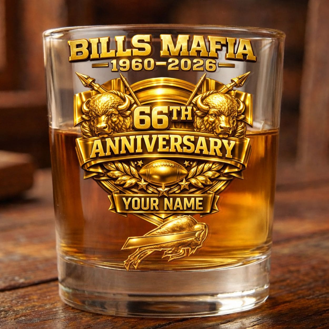Personalized Buffalo Bills 66th Anniversary Whiskey Glass – Special Gifts For Bills Fan Personalized Buffalo Bills 66th Anniversary Whiskey Glass – Special Gifts For Bills Fan