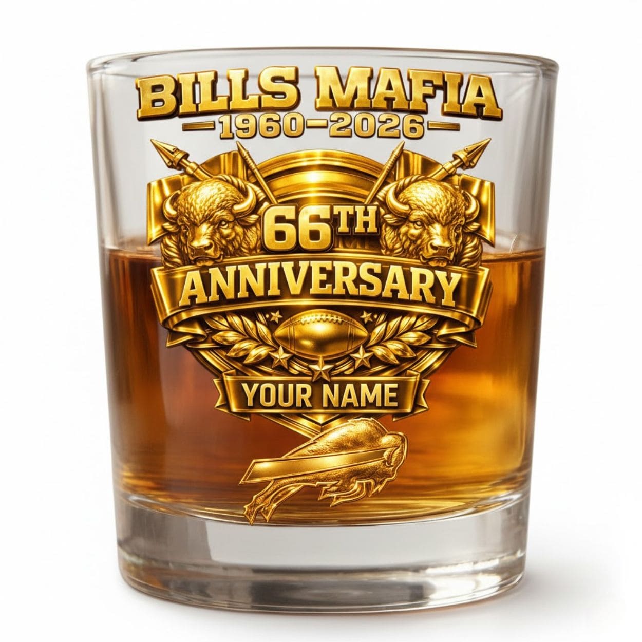 Personalized Buffalo Bills 66th Anniversary Whiskey Glass – Special Gifts For Bills Fan Personalized Buffalo Bills 66th Anniversary Whiskey Glass – Special Gifts For Bills Fan