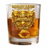 Personalized Chicago Bears 106th Anniversary Whiskey Glass – Custom Bears Fan Gift