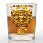 Personalized Los Angeles Rams 89th Anniversary Whiskey Glass – Custom 11oz Engraved Glass