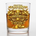 Seattle Seahawks 50th Anniversary Personalized 11oz Whiskey Glass