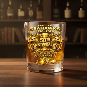 Personalized Seattle Seahawks 50th Anniversary Whiskey Glass 2