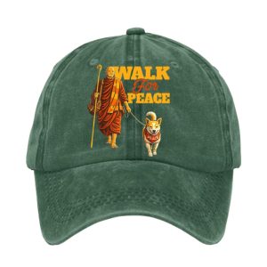 Retro Walk For Peace Monks With Aloka Dog Print Baseball Cap 1