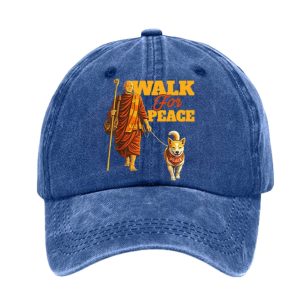 Retro Walk For Peace Monks With Aloka Dog Print Baseball Cap 2