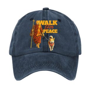Retro Walk For Peace Monks With Aloka Dog Print Baseball Cap