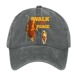 Retro Walk For Peace Monks With Aloka Dog Print Baseball Cap 4