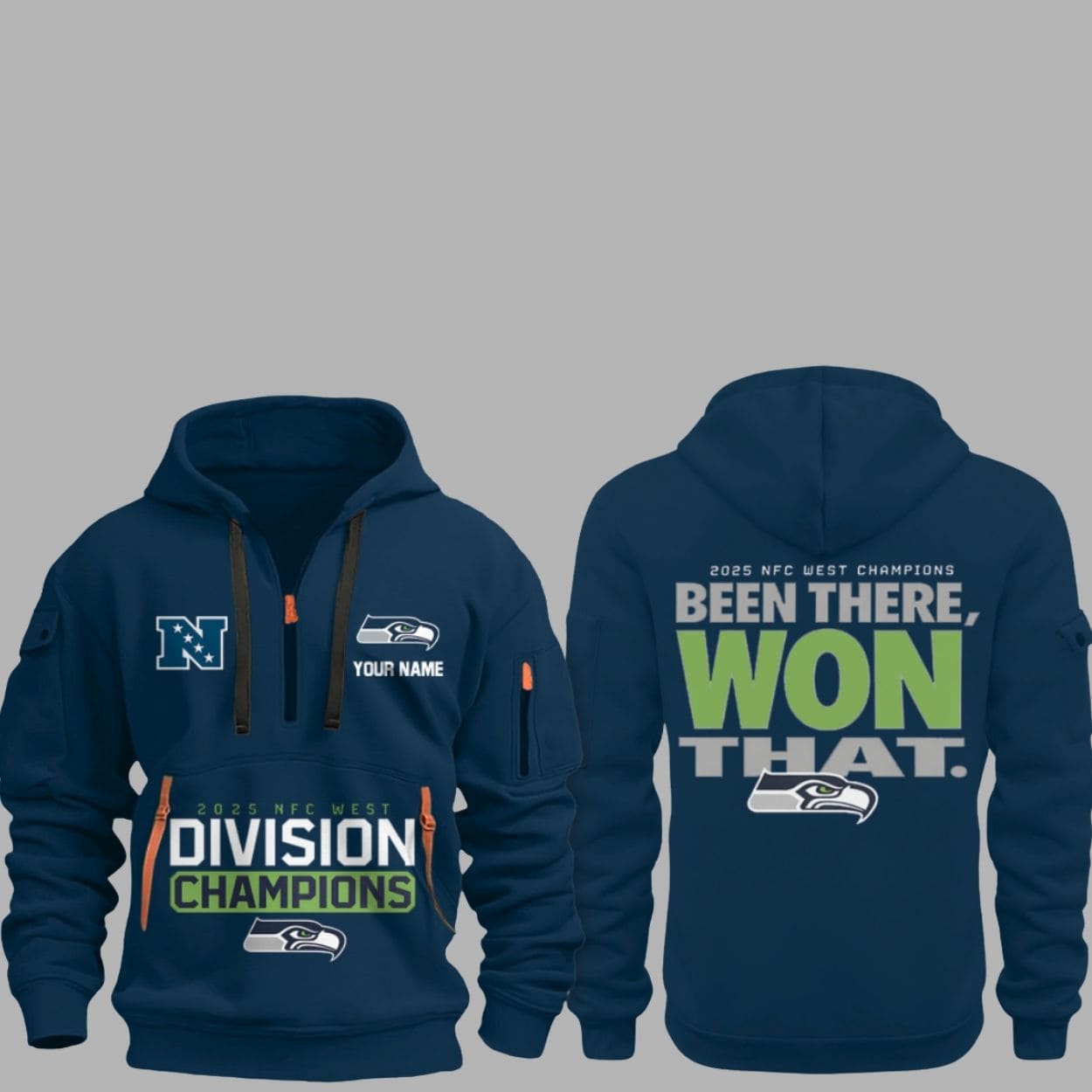 Seahawks 2025 NFC West Division Champions Quarter Zip Hoodie Seahawks 2025 NFC West Division Champions Quarter Zip Hoodie