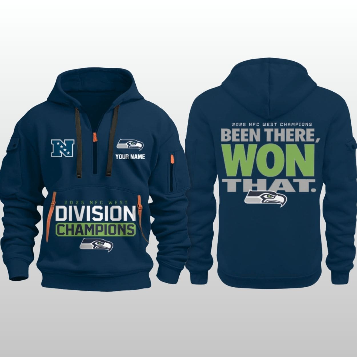 Seahawks 2025 NFC West Division Champions Quarter Zip Hoodie Seahawks 2025 NFC West Division Champions Quarter Zip Hoodie