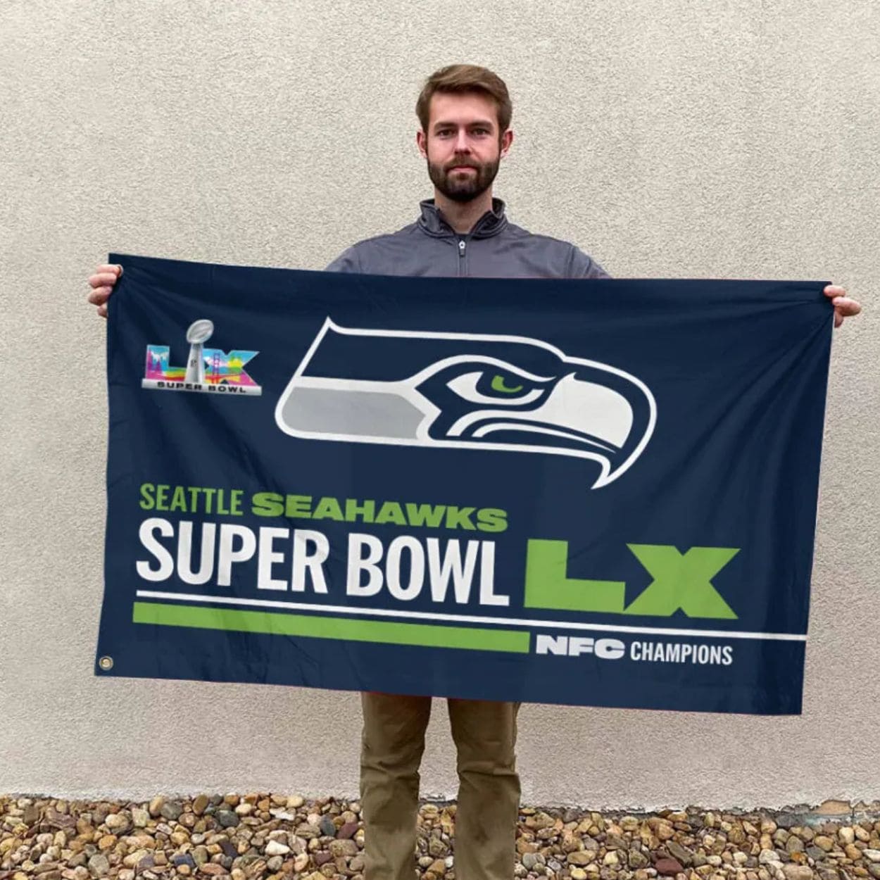 Seattle Seahawks 2025 NFC Champions Commemorative Flag Seattle Seahawks 2025 NFC Champions Commemorative Flag