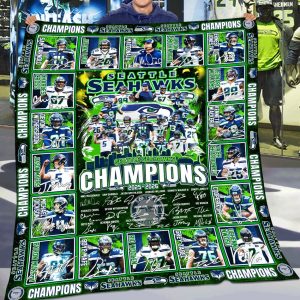 Seattle Seahawks Champions 2025 2026 Champions Signature Blanket