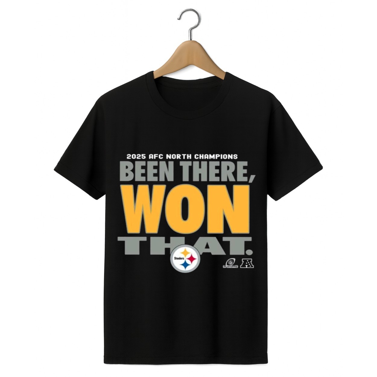 Steelers 2025 AFC North Champions Been There Won That Shirt 1 black 1 Steelers 2025 AFC North Champions Been There Won That Shirt 1 black 1
