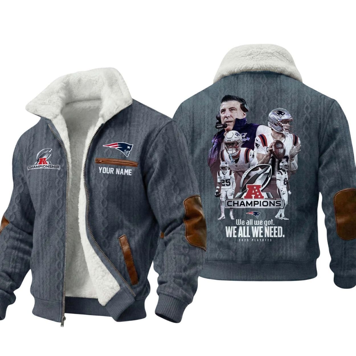 New England Patriots AFC Champions We All We Got We All We Need Fleece Jacket New England Patriots AFC Champions We All We Got We All We Need Fleece Jacket