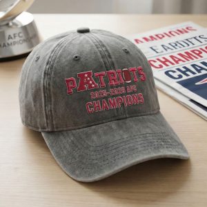 Patriots 2025 2026 AFC Champions Washed Baseball Hat 2