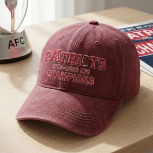 Patriots 2025 2026 AFC Champions Washed Baseball Hat 3