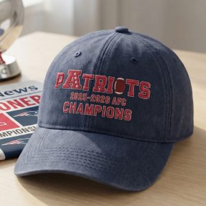 Patriots 2025 2026 AFC Champions Washed Baseball Hat