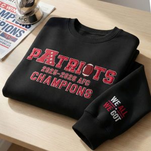 Patriots 2025-2026 AFC Champions We All We Got Embroidered Hoodie 2 Patriots 2025 2026 AFC Champions We All We Got Embroidered Hoodie 3