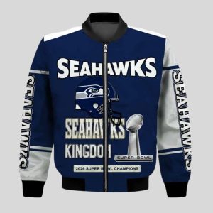 Seattle Seahawks 2026 SB Champions Seahawks Kingdom Bomber Jacket 1