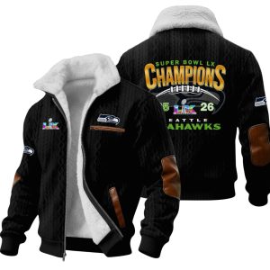 Seattle Seahawks Bowl LX Champions Winter Fleece Jacket 1