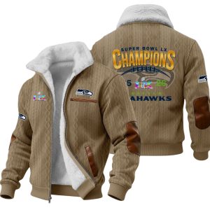 Seattle Seahawks Bowl LX Champions Winter Fleece Jacket 2