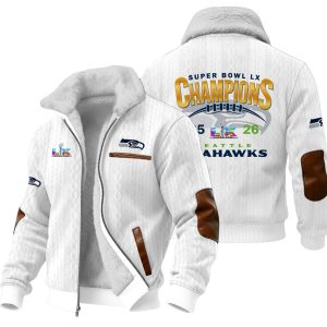 Seattle Seahawks Bowl LX Champions Winter Fleece Jacket 4