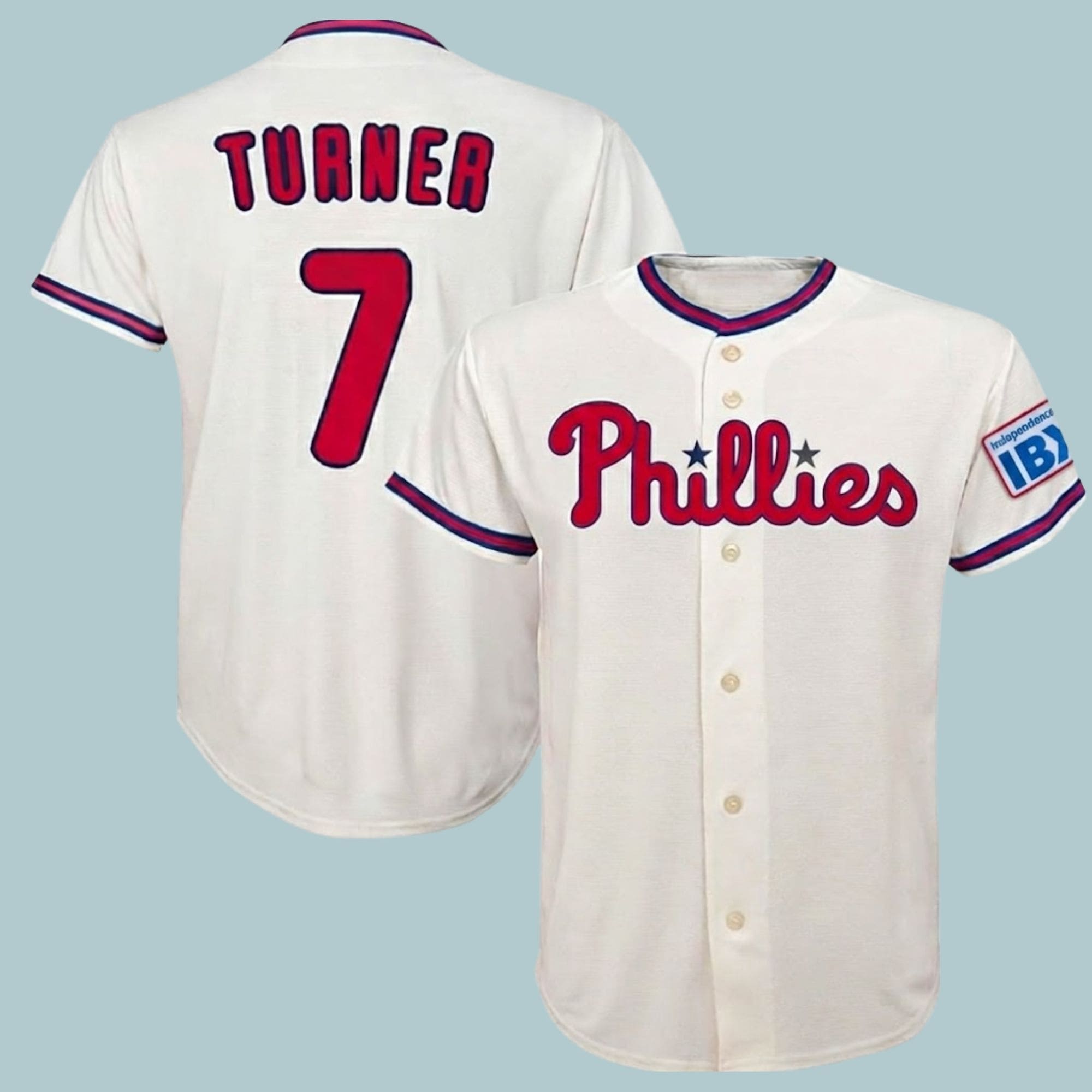 2026 Phillies Independence Blue Cross Trea Turner Jersey 2026 Phillies Independence Blue Cross Trea Turner Jersey