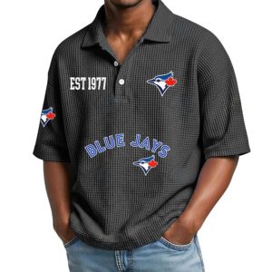 Blue Jays Est 1977 Waffle Collar Polo Shirt 1