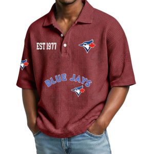 Blue Jays Est 1977 Waffle Collar Polo Shirt 2