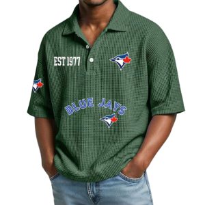 Blue Jays Est 1977 Waffle Collar Polo Shirt 3