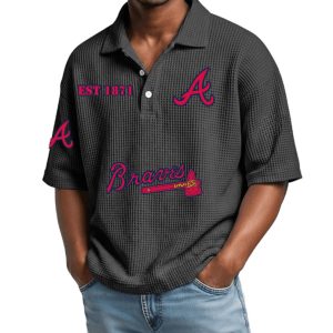 Braves Est 1871 Waffle Collar Polo Shirt 3
