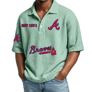 Braves Est 1871 Waffle Collar Polo Shirt 4