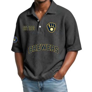 Brewers Est 1969 Waffle Collar Polo Shirt 1