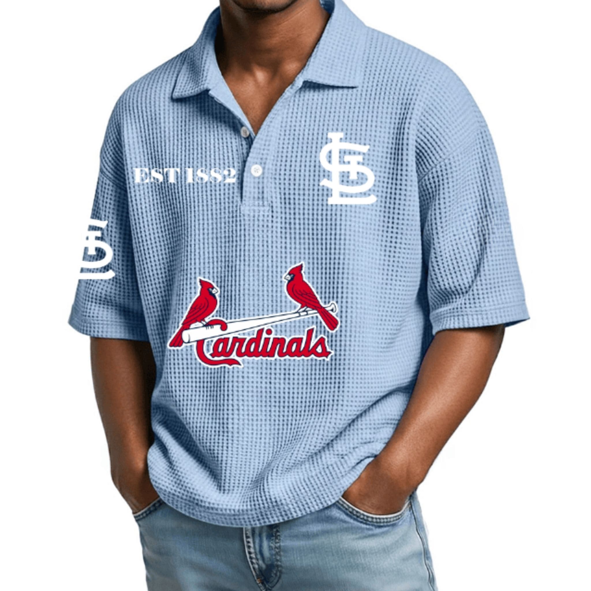 Cardinals Est 1882 Waffle Collar Polo Shirt Cardinals Est 1882 Waffle Collar Polo Shirt