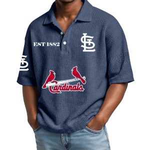Cardinals Est 1882 Waffle Collar Polo Shirt 3 Cardinals Est 1882 Waffle Collar Polo Shirt 2