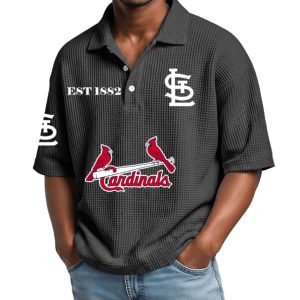 Cardinals Est 1882 Waffle Collar Polo Shirt 2 Cardinals Est 1882 Waffle Collar Polo Shirt 3