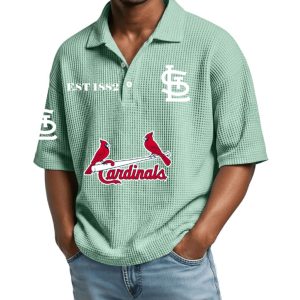 Cardinals Est 1882 Waffle Collar Polo Shirt 1 Cardinals Est 1882 Waffle Collar Polo Shirt 4