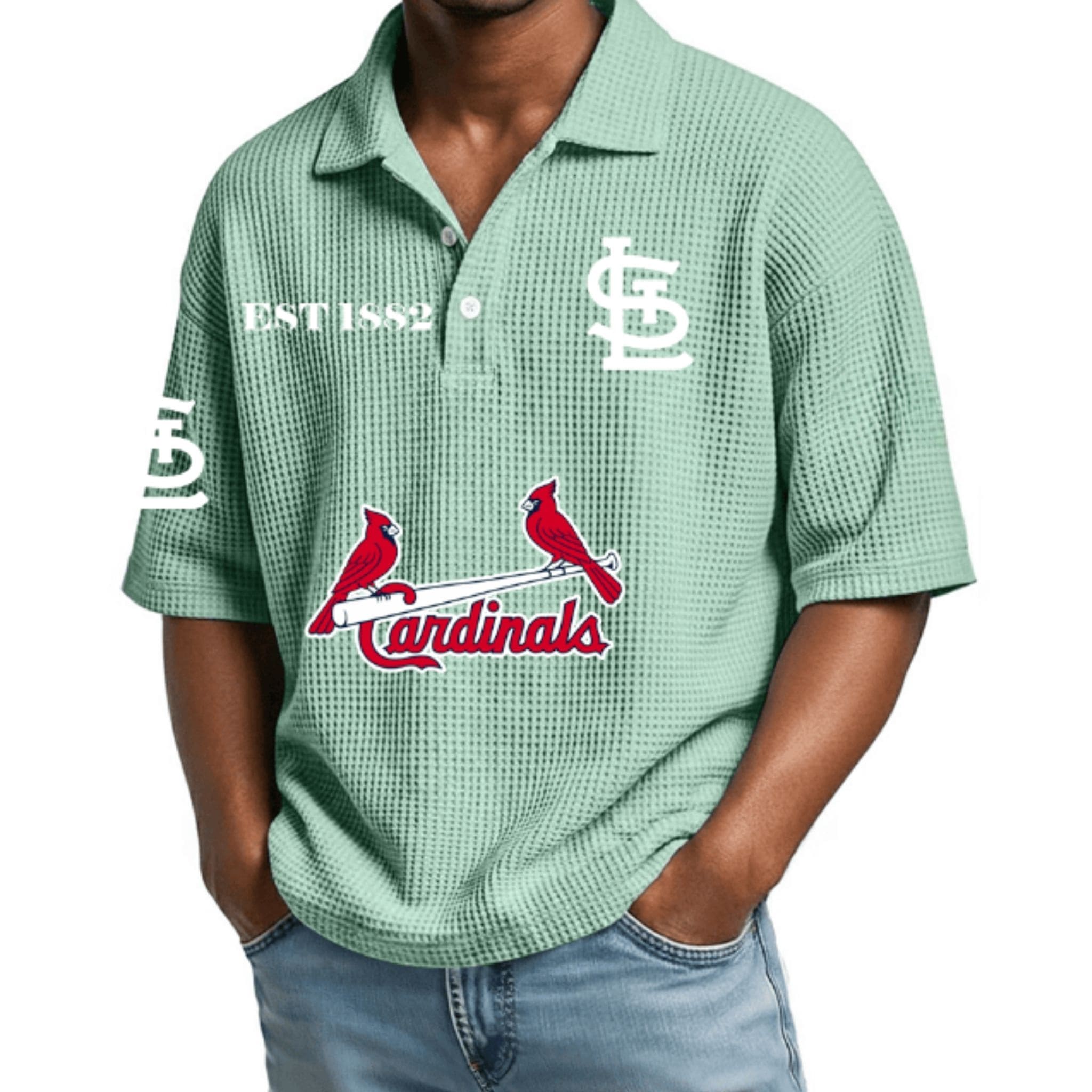 Cardinals Est 1882 Waffle Collar Polo Shirt Cardinals Est 1882 Waffle Collar Polo Shirt